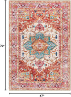Yamaziot Washable Area Rug, 4x6 Non-Slip Boho Vintage Living Room Bedroom Rug - Image 2