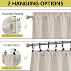 Natural Valances for Windows, Light Filtering Faux Linen Textured Small Short - Image 4