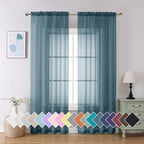 Aiyufeng Dusty Blue Sheer Curtains 90 Inches Long 2 Panels Set, Light Filtering by Aiyufeng