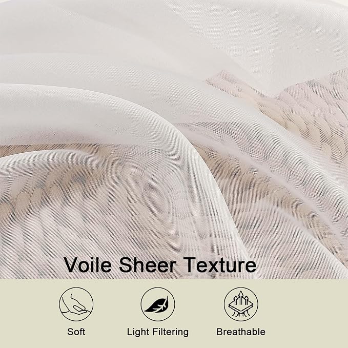 Ivory Valances for Windows, Ivory Sheer Curtains 14 Inch Length 2 Pack Kitchen - Image 3