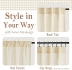 RYB HOME Checkered Kitchen Cafe Curtains 24 inch Length, Vintage Farmhouse - Image 2