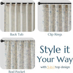 jinchan Floral Linen Curtains for Living Room 96 Inch Length Blue Flower - Image 5