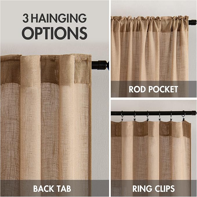 MIULEE Brown Linen Curtains 84 Inch Length - Image 3