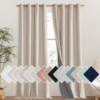 NICETOWN Cream 100% Blackout Linen Curtains 102 inch Long Burg by NICETOWN