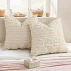 decorUhome Easter Beige Egg Pillow Covers 18x18 Inch Set of 2, Soft Plush Faux - Image 5