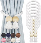 6 Pack Magnetic Curtain Tiebacks Cotton Hand Woven Tie Back Decorative Rope by CurtianTiebacks