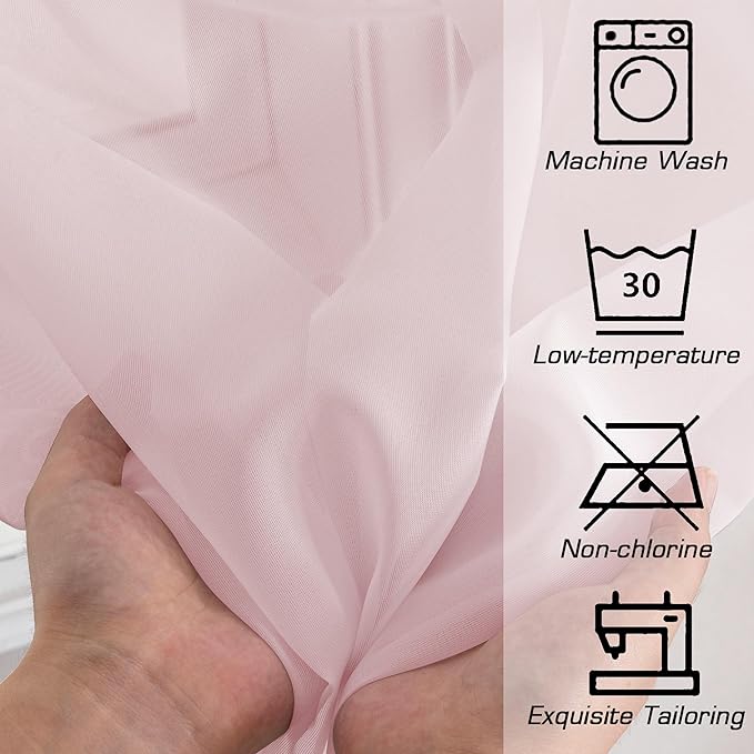 OWEINE Sheer Curtains 78 Inches Long 2 Panels Set, Rod Pocket Fimly Voile Solid - Image 4