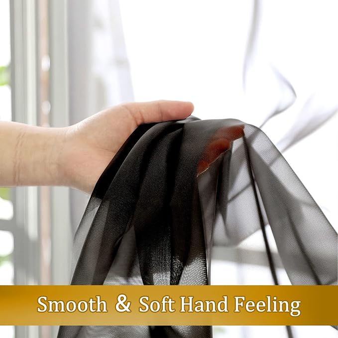 Aiyufeng Long Sheer Black Curtains - Image 4
