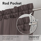 Simplebrand Chocolate Short Sheer Kitchen Curtains 36 Inch Length Tier Rod - Image 2