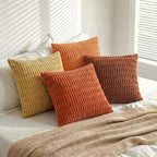 Fancy Homi Set of 4 Burnt Orange Fall Decorative Throw Pillow Covers 14x14 Inch - Image 7