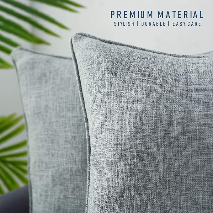 HPUK Linen Throw Pillow Covers Pack of 2, 18x18 Inch Accent Cushion Covers - Image 4