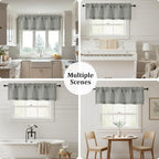 OWENIE Dark Grey Valances for Windows 1 Pcs, Light Filtering Textured Farmhouse - Image 7