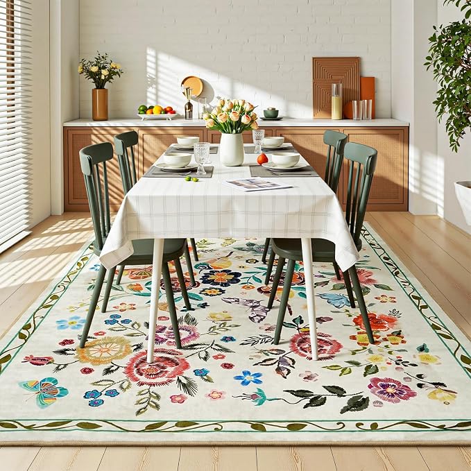 Rugflix 5x7 Washable Area Rug for Living Room, Soft Non Slip Low Pile Carpet - Image 8