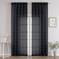 Chyhomenyc Black Sheer Curtains 96 Inch Length 2 Panels Set, Light Filtering by Chyhomenyc
