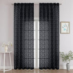 Chyhomenyc Black Sheer Curtains 96 Inch Length 2 Panels Set, Light Filtering by Chyhomenyc