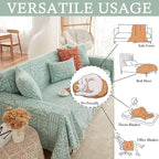 HANDONTIME Farmhouse Couch Cover Tassel Light Green Sofa Covers - Image 6