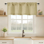 OVZME Valance for Windows, Light Filtering Faux Linen Textured Small Kitchen by OVZME