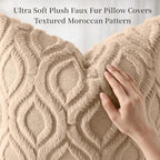 decorUhome Throw Pillow Covers 16x16 Inch Set of 2, Soft Plush Faux Wool Light - Image 6