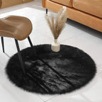 linmopm Faux Fur Rug Sheepskin Shag Fluffy Fuzzy Black 3x3 ft Rugs - Image 3