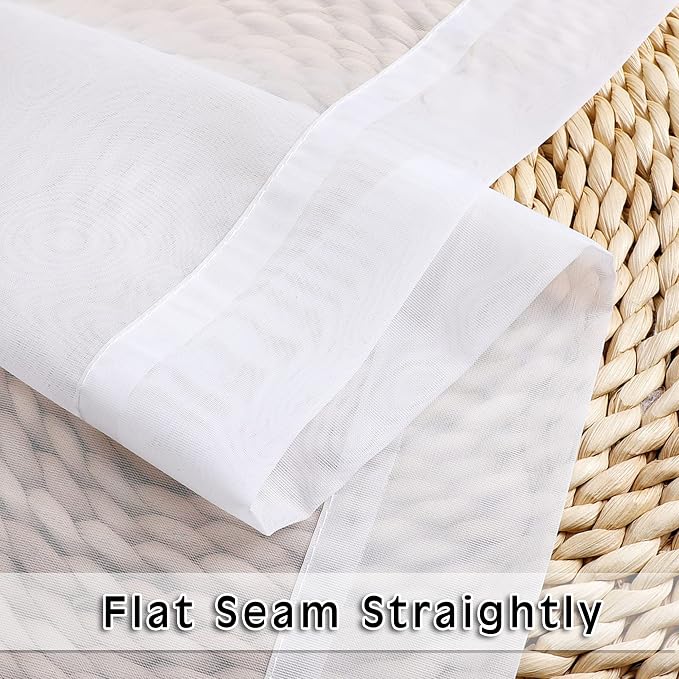 OVZME White Sheer Curtains 36 Inch Length Kitchen Tiers Short Voile Drapes - Image 5