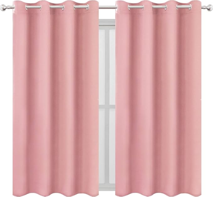 LEMOMO Blackout Curtains 52 x 63 inch/Pink Curtains Set of 2 Panels/Thermal - Image 2