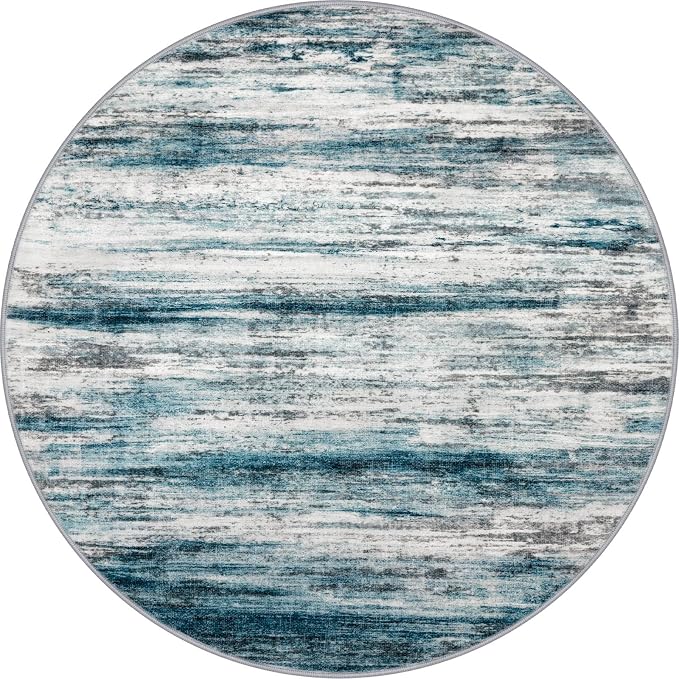 KOZYFLY Round Washable Rugs 6Ft Modern Abstract Ombre Rug - Image 8