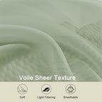Sage Green Sheer Curtains for Bedroom Living Room 45 Inch Length 2 Panels - Image 3