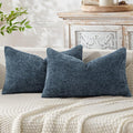 MIULEE Pack of 2 Lumbar Couch Throw Pillow Covers 20x12 Inch Coastal Navy Blue by MIULEE