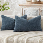 MIULEE Pack of 2 Lumbar Couch Throw Pillow Covers 20x12 Inch Coastal Navy Blue by MIULEE