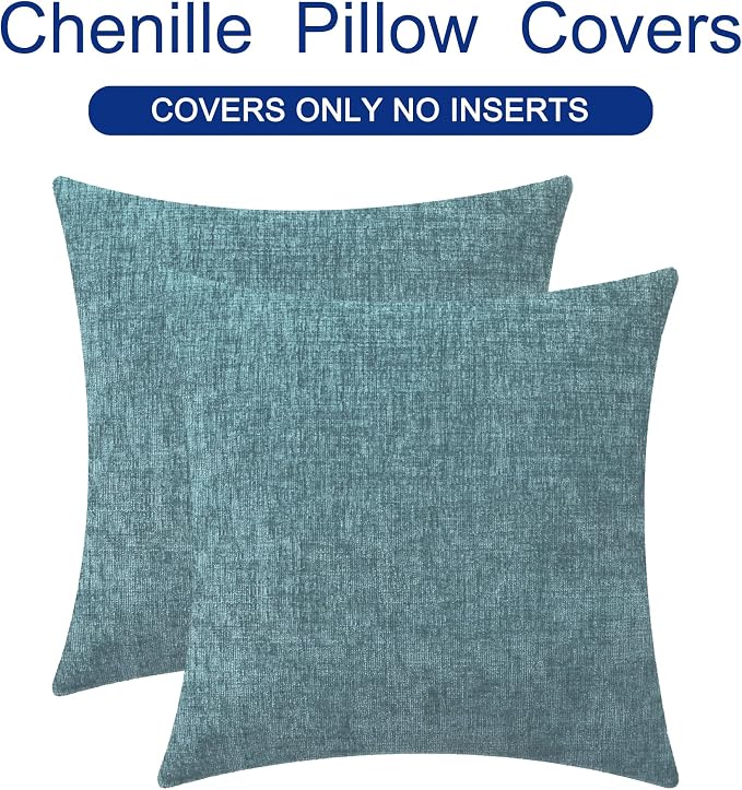 CaliTime Throw Pillow Covers Decorative 18 X 18 Inches Pack of 2 Cozy Chenille - Image 6