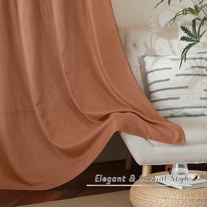 NICETOWN Linen Caramel Curtains 96 inches Long - Image 6
