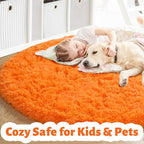 Amdrebio Orange Round Circle Rug 4Ft - Image 2