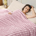 Aganear Fluffy Throw Blanket for Couch, 3D Ribbed Jacquard Warm Fuzzy Blanket - Image 5