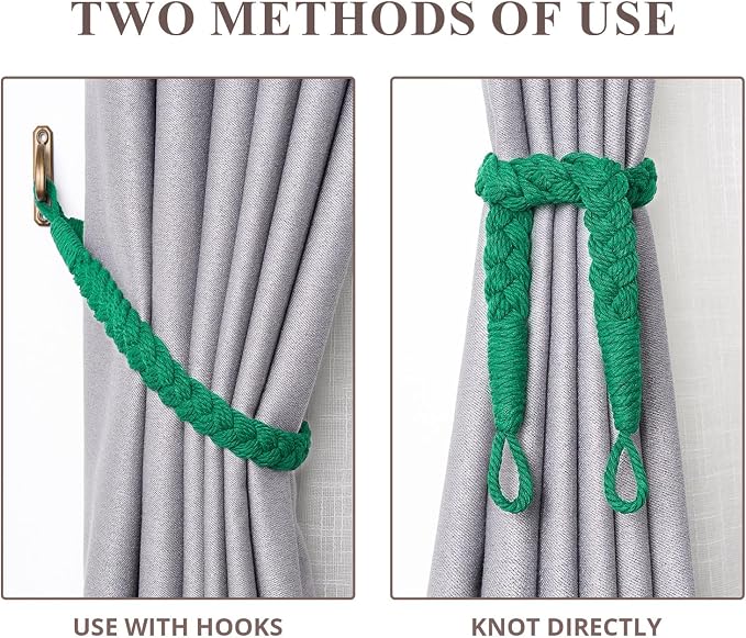 NICEEC 4 Pack Natural Cotton Rope Curtain Tiebacks Elegant Boho Style - Image 5