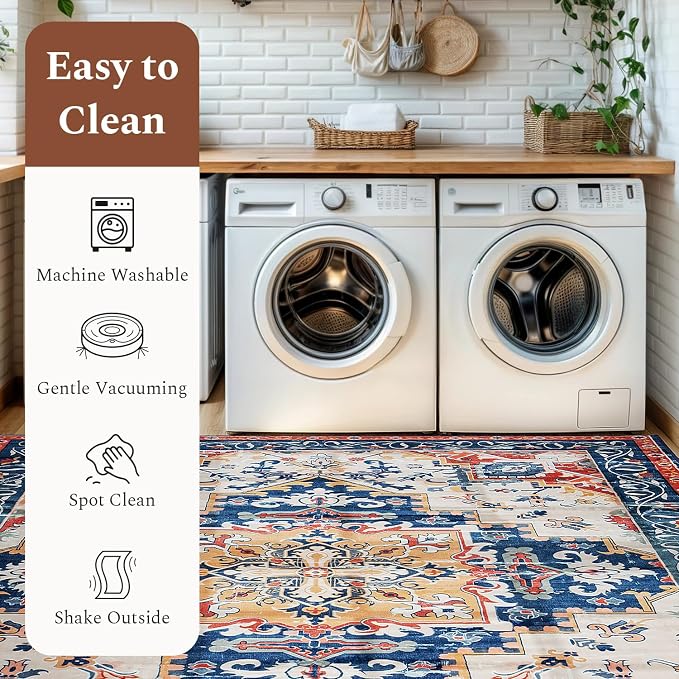 Rugflix 8x10 Area Rug for Living Room, Machine Washable Area Rugs - Image 5