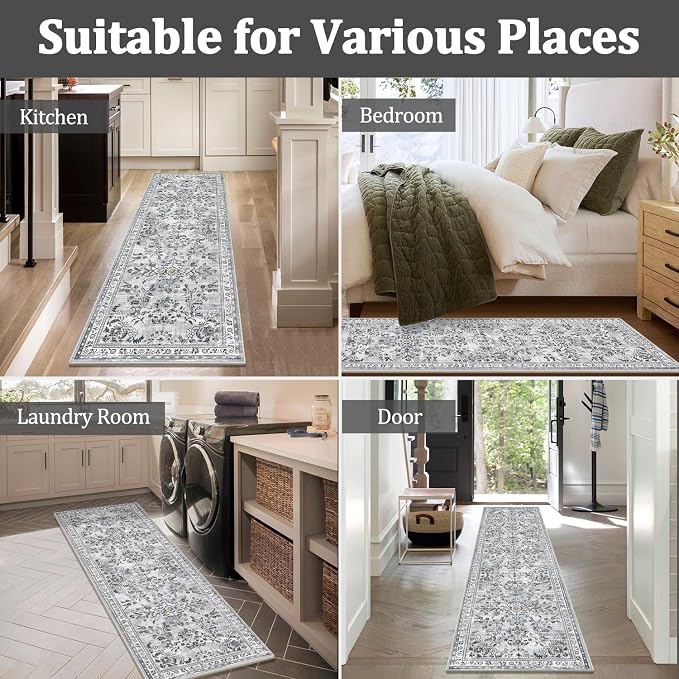 Yamaziot Washable Runner Rug 2x6 – Non Slip Boho Floral Hallway Runner Rug - Image 7