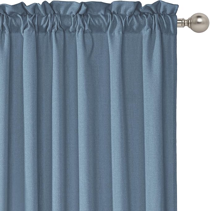 RYB HOME Short Kitchen Valances and Curtain Set, Thick Faux Linen Blended - Image 2