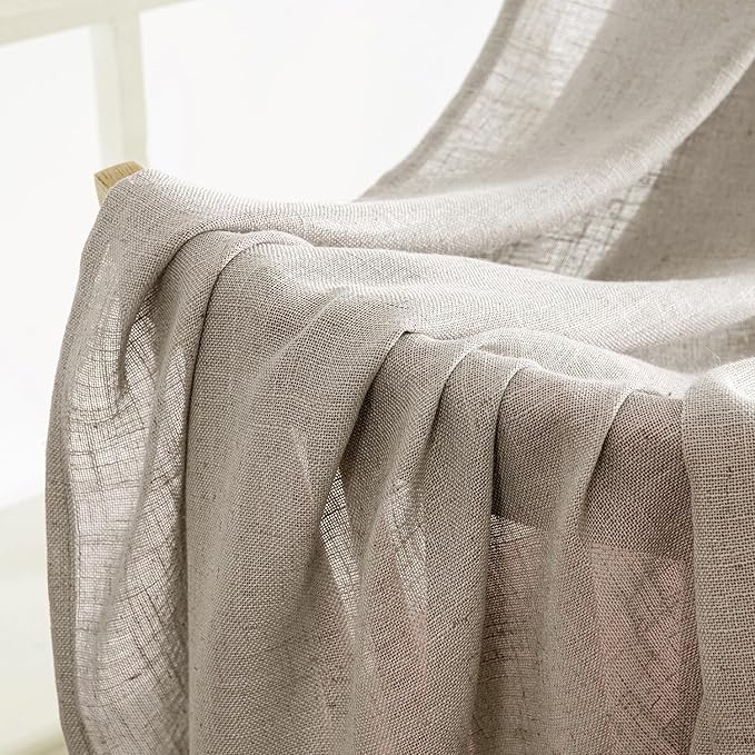 MIULEE Burlywood Birch Linen Curtains 108 Inches Long 2 Panels - Image 6