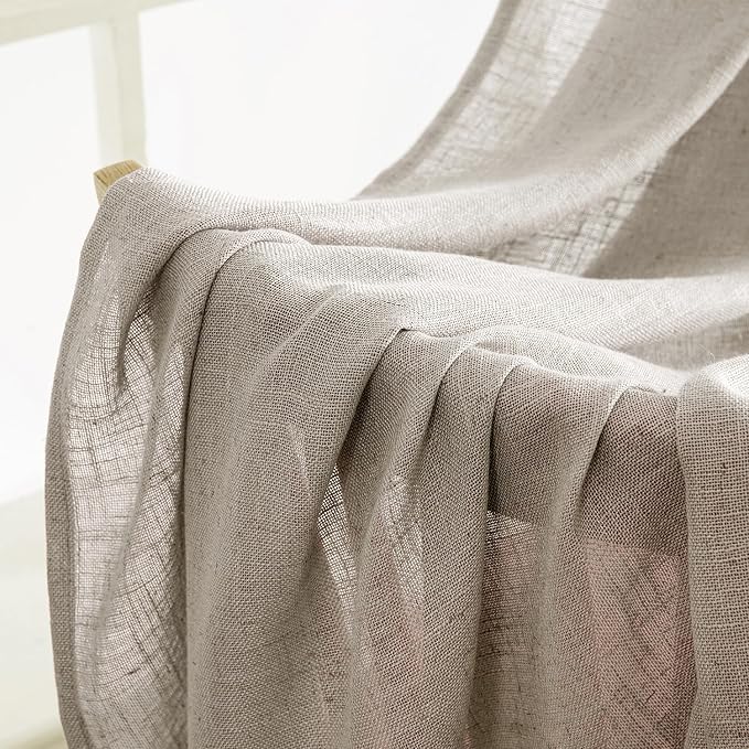 MIULEE Burlywood Birch Linen Curtains 90 Inch Long 2 Panels - Image 6