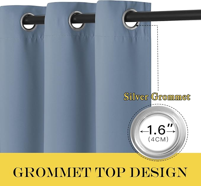 NICETOWN Stone Blue Blackout Doorway Curtains 78 inches Long, Grommet Light - Image 2