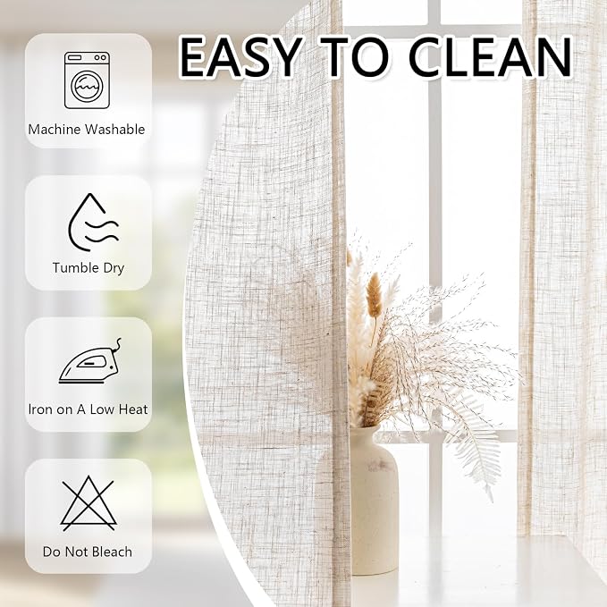 MYSKY HOME Linen Curtains 30 Inch Length - Image 8