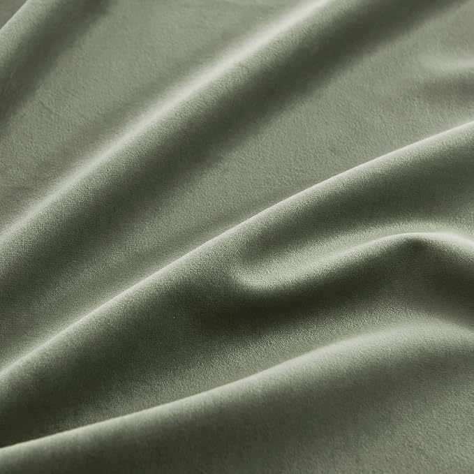 RYB HOME Sage Green Velvet Curtains 84 inches, Room Darkening Super Soft Velvet - Image 7