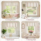 jinchan Valance Curtain Linen Textured Striped Window Curtain - Image 8