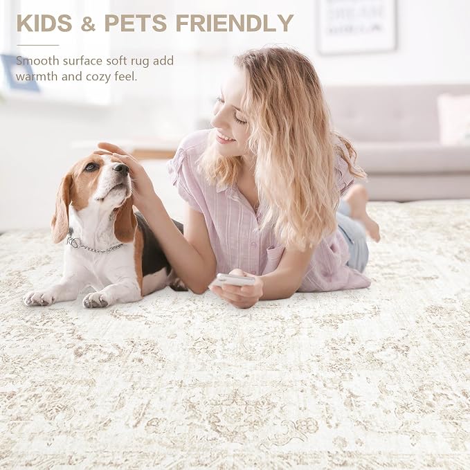 10x14 Area Rugs for Living Room: Washable Rug Vintage Large Rugs Soft Non Slip - Image 6