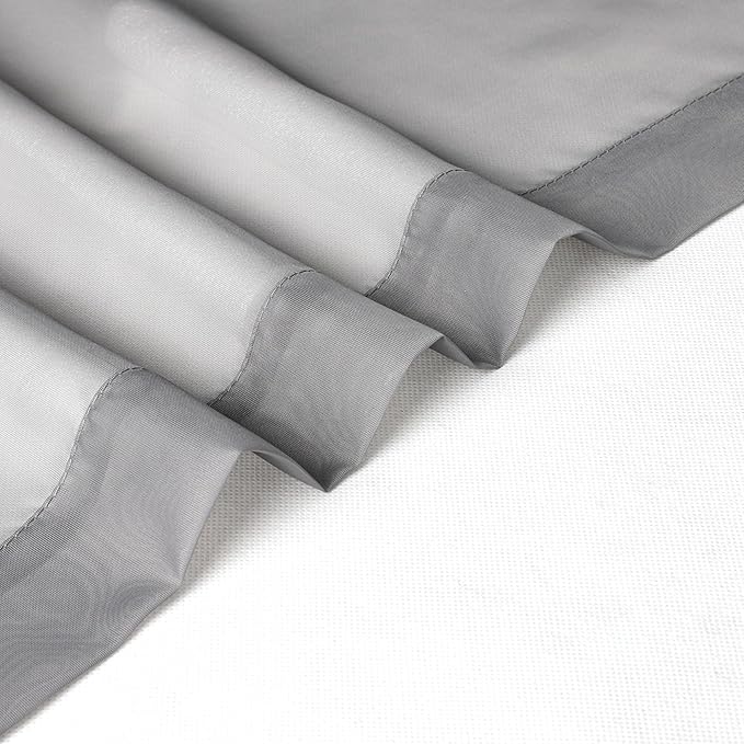 Lecloud Charcoal Grey Sheer Curtains 14 Inch Length 2 Panels Set, Light - Image 9