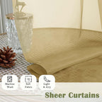 Lecloud Gold Sheer Curtains 120 Inches Long 2 Panels Set, Rod Pockets Light - Image 8