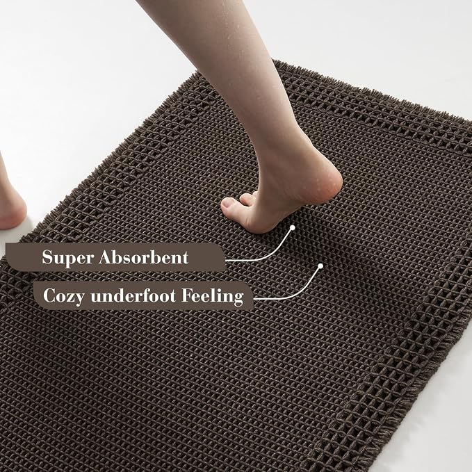 RESARE Waffle Bath Mat, Super Absorbent Non Slip, Machine Washable, Ultra Soft - Image 3