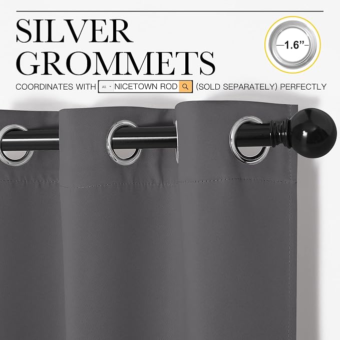 NICETOWN Bedroom Blackout Curtains Panels, 1 Pair, 55 inches by 94 Inch - Image 2