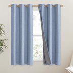 NICETOWN Stone Blue Vintage Linen 100% Blackout Curtains - Image 2