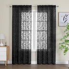 OWENIE Furman Black Sheer Curtains 84 inches Long - Image 2
